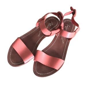 Alice + Olivia Snake Print Bella Coral leather sandals size 40